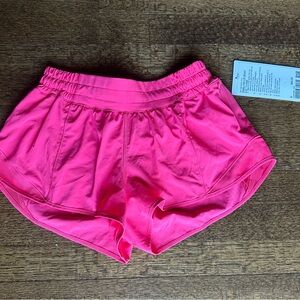 NWT Lululemon Hotty Hot Shorts in Lip Gloss Pink, size 6.